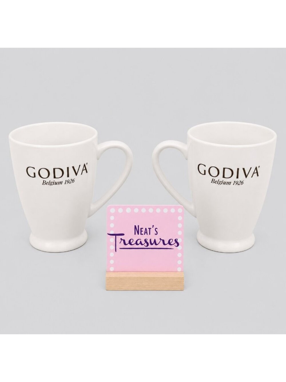 California Pantry GODVIA BELGIUM 1926 White Ceramic Footed 8oz Mug Cup Set 2